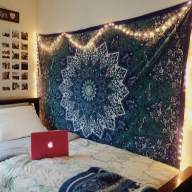 Boho Tapestry Ethnic Star Mandala Wall Hanging Cotton Throw Bohemian Bedspread Dorm Wall Decor