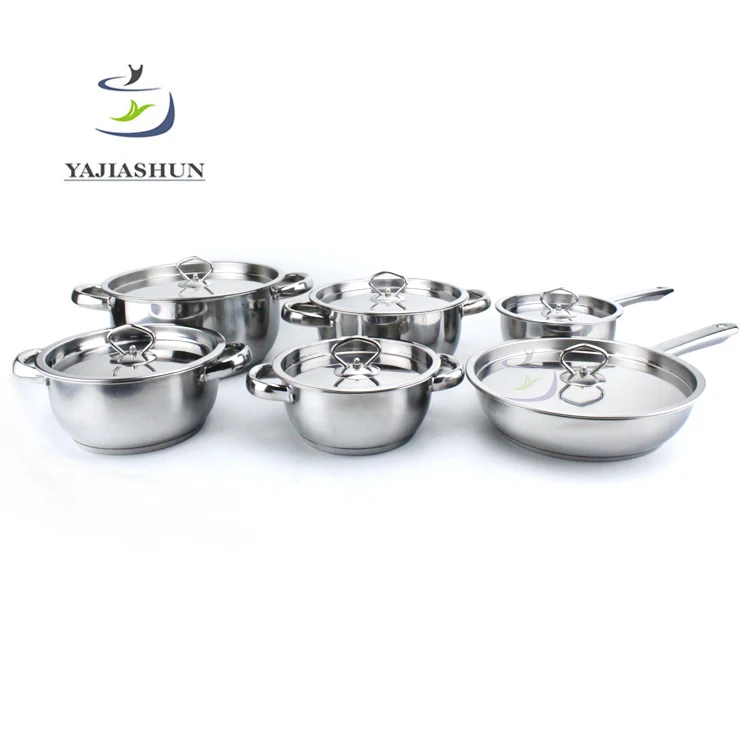 New Arrival Cook Wares Pot Cooking Pot 12 pcs Stainless Steel Cookware Set With Capsulated Induction Bottom