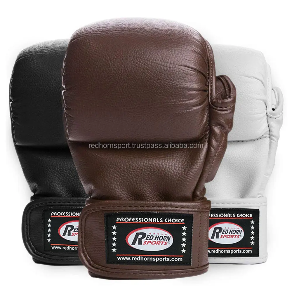 LEATHER MMA GLOVES FOR MEN & WOMEN grappling dummy UFC 05 Oz Gloves Grappling MMA Gloves Mixed Martial Arts