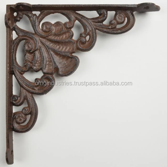 OMG Industries Antique Style Cast Iron Black Metal Wall mount Shelf Brackets
