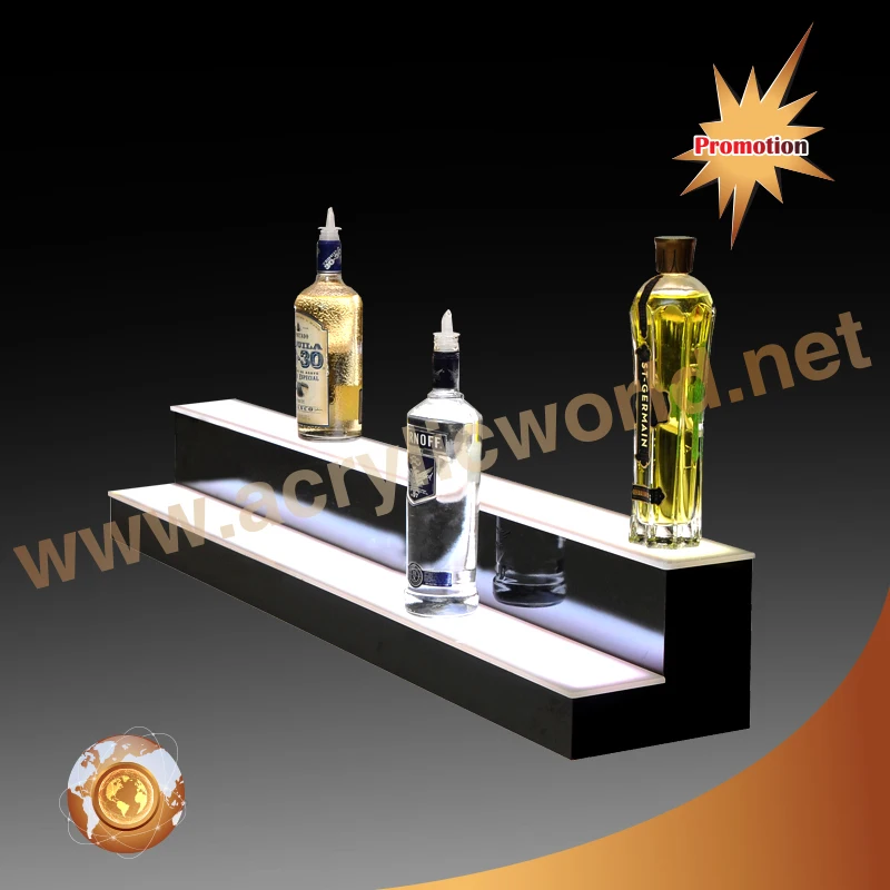 LED Lighted Liquor Bottle Display Shelf With Remote Control Home Bar Lighting Acrylic Wine Bottle Display Rack