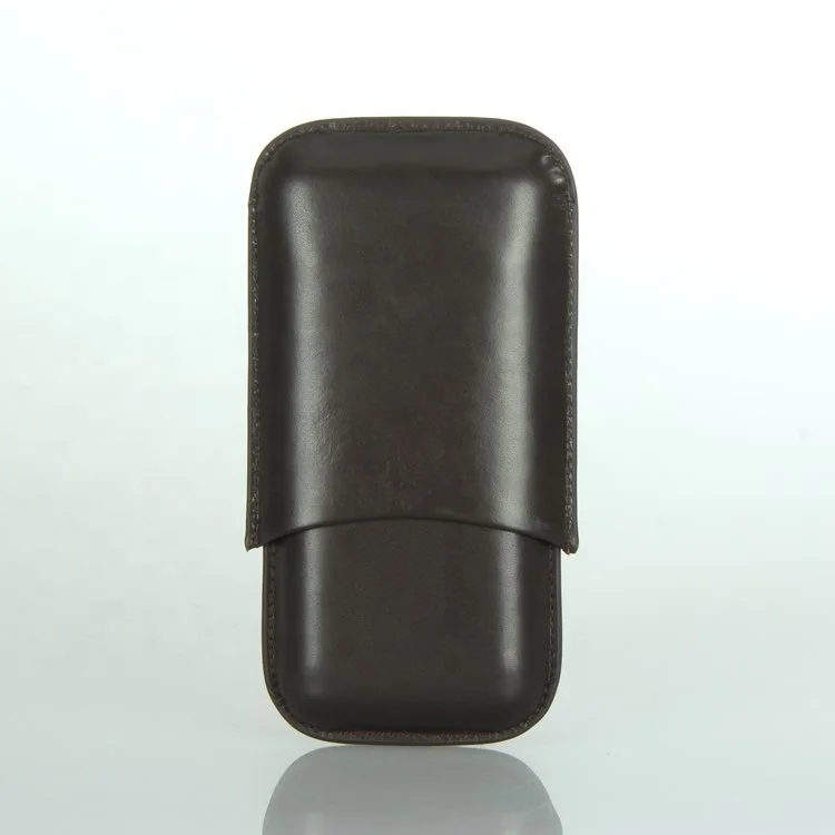 
Professional Portable Brown PU Leather 3 pieces Travel Carrying Cigar Cases 