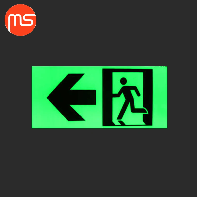 Photoluminescent self adhesive sign luminous exit signs