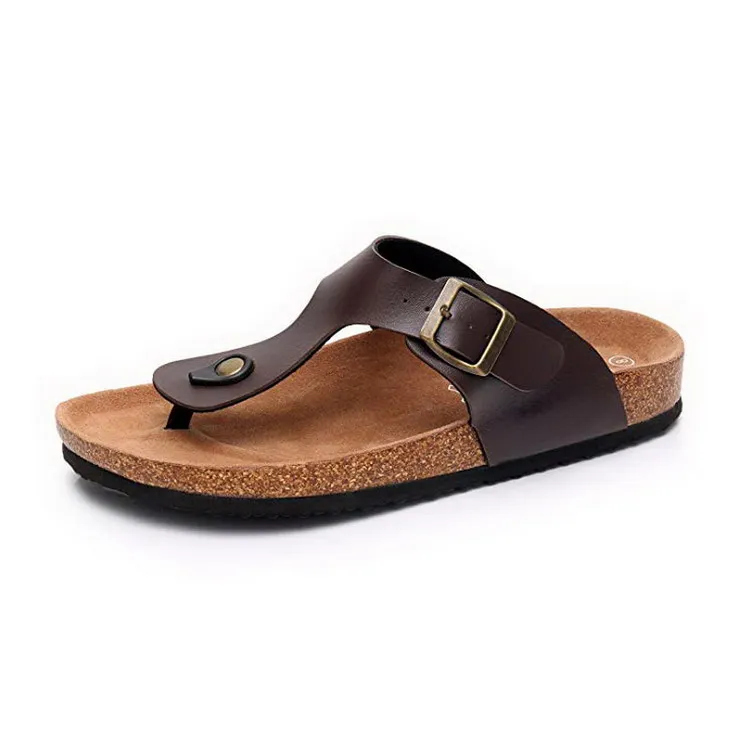 Good Quality Flat Cork Sandals Fashion Leather Sandals Men