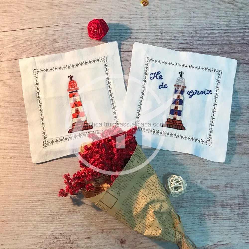 
Lavender designs linen cocktail napkins embroidered linen cotton napkins, hemstitch cocktail napkins with monograms 