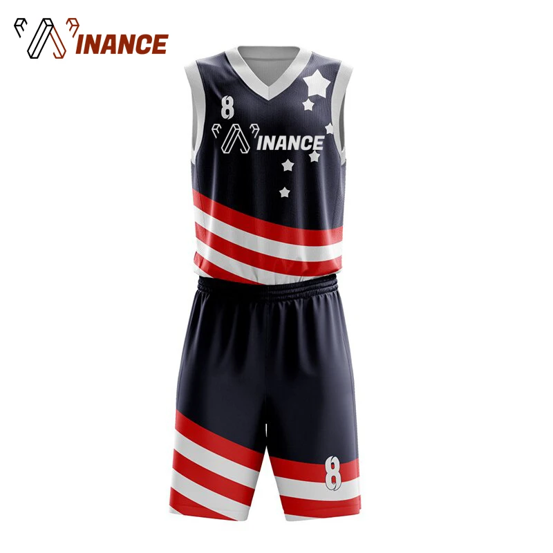 Wholesale 100% polyester custom reversible basketball uniform jersey set