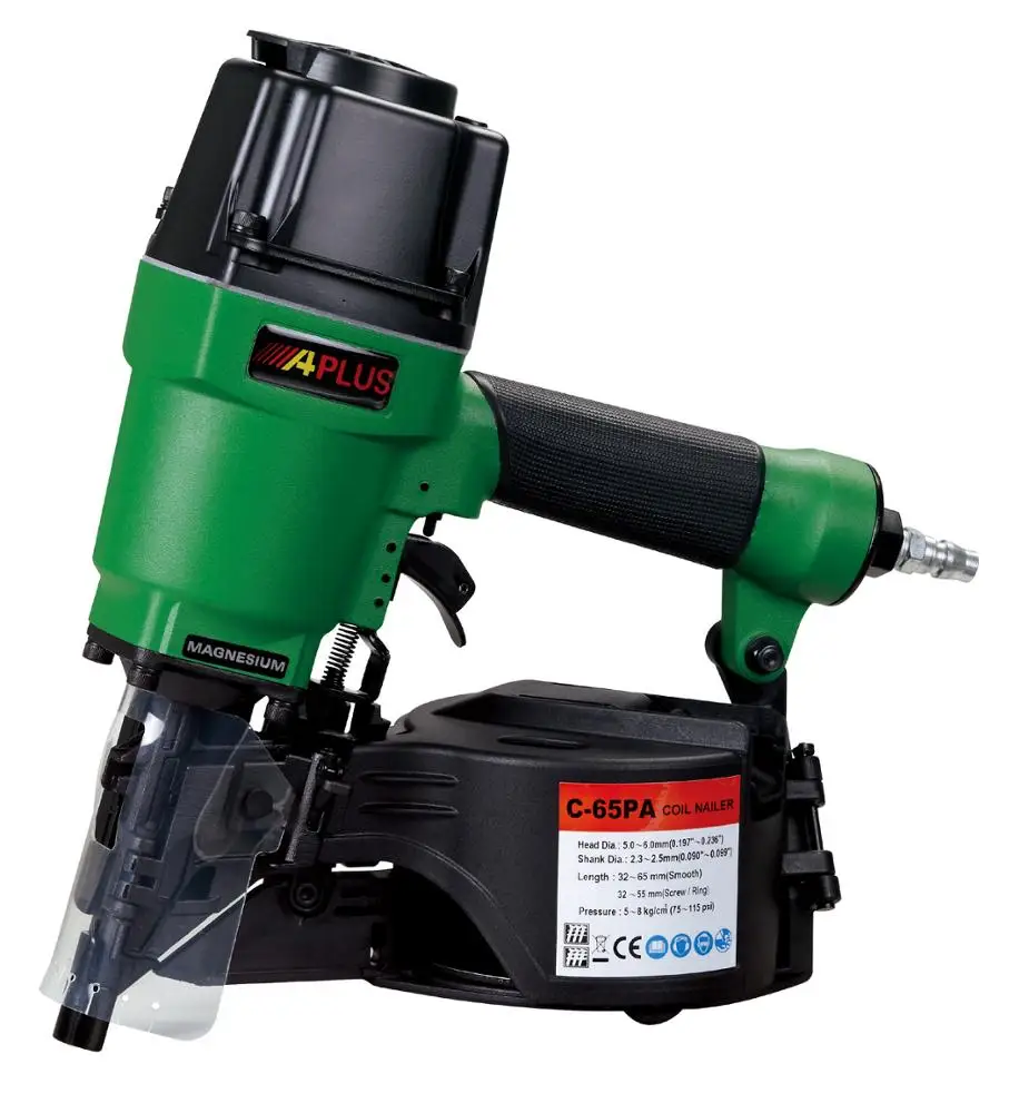 
APLUS C-65PA,MAGNSIUM HOUSING LIGHT WEIGHT 32-65mm 65MM AIR COIL NAIL GUN 