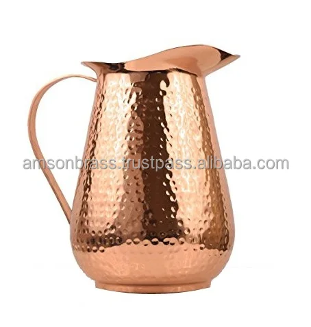 Hot Sale Copper Jug Premium Quality Pure Copper Water Pitcher / Hammered Pitcher Dining Table Decoration Copper Pitcher