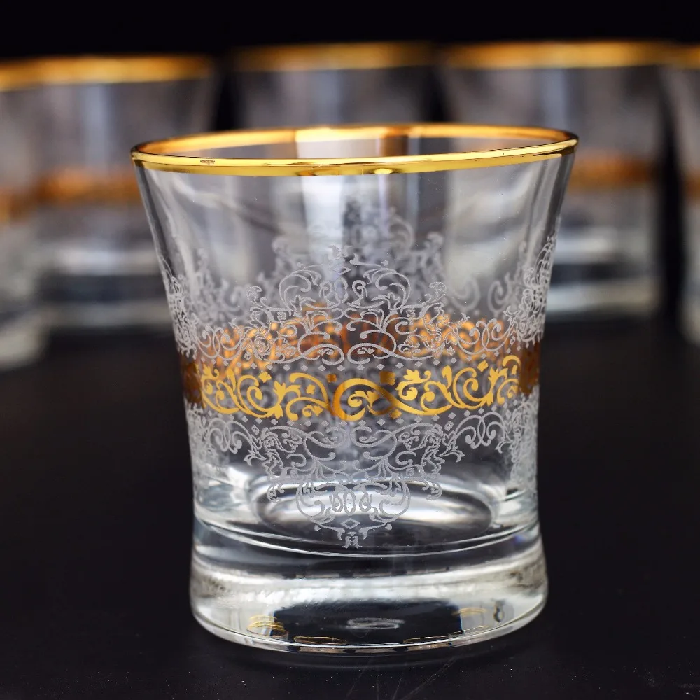 Стакан для воды 420014 (набор из 6 штук), декор: Estel, Цвет: золотистый