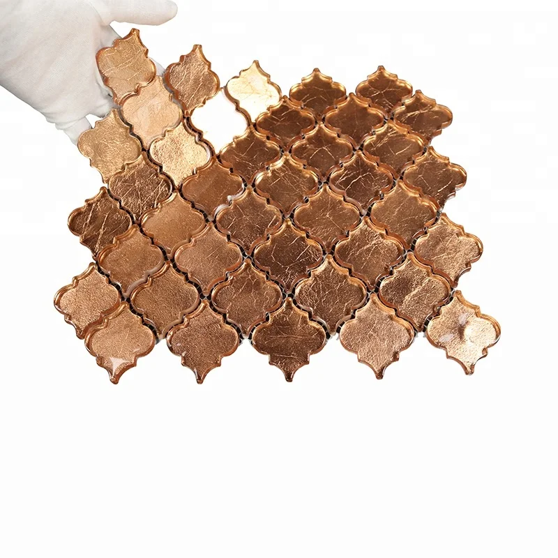 Foil Backed Subway Kitchen Glossy Decorative Glass Arabesque Mosaic Lantern Mosaic Tile