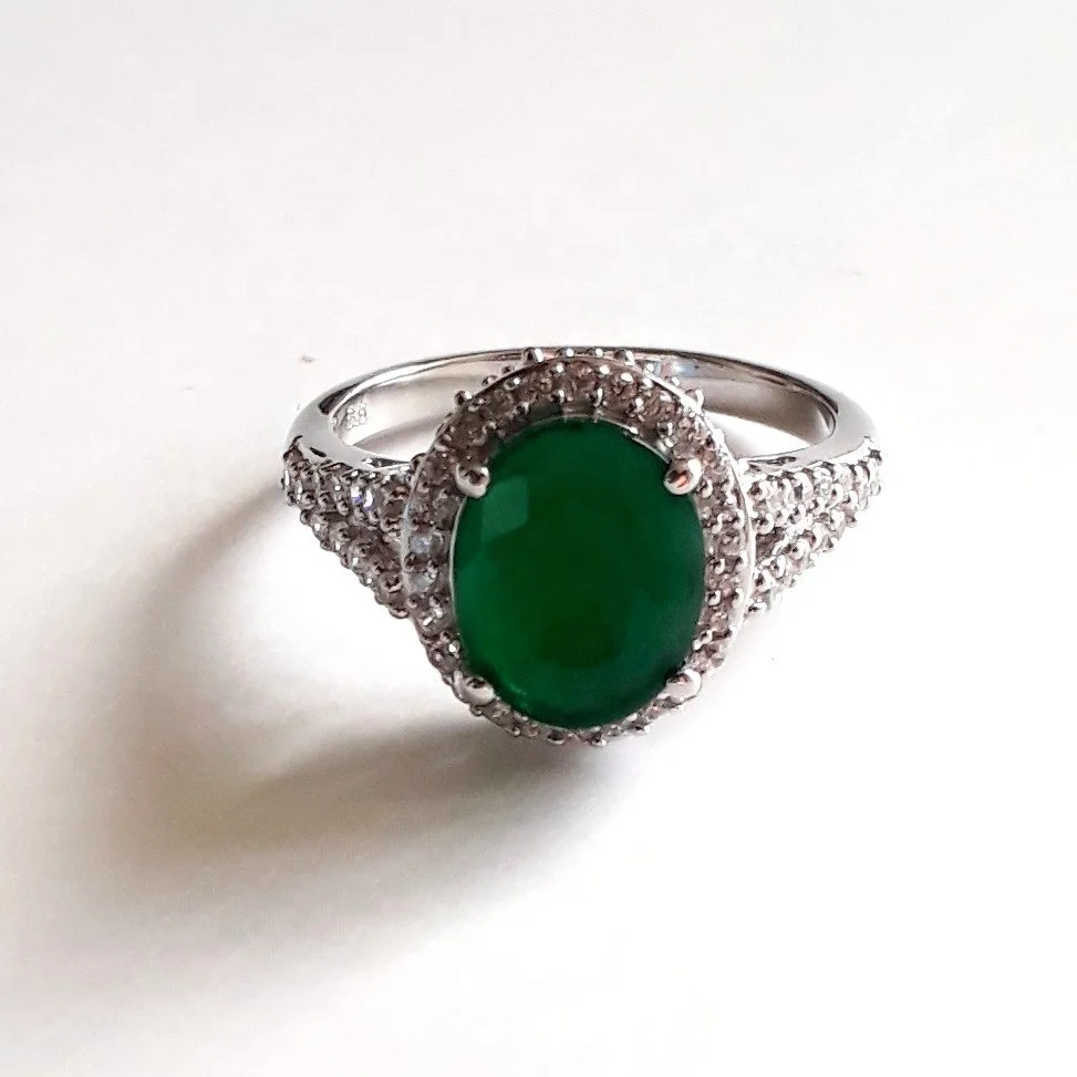 Emerald Zirconia Jewelry Set Bridal Wedding Gemstone Water Drop Luxury Zircon Silver Jewelry Set