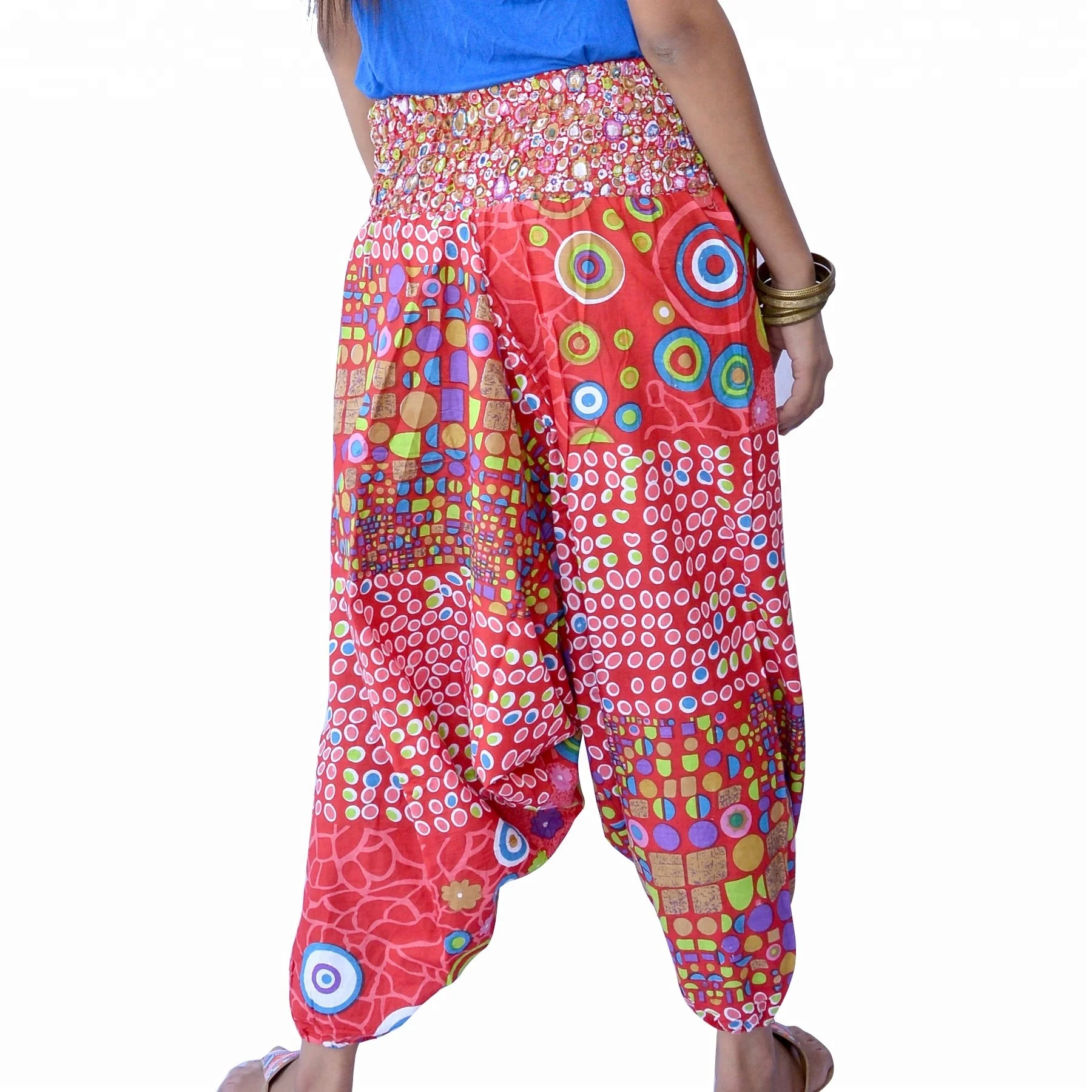 Hot Selling Indian Cotton Men And Women Harem Pant Yoga Pants Orange Printed Unisex Trouser Wholesale