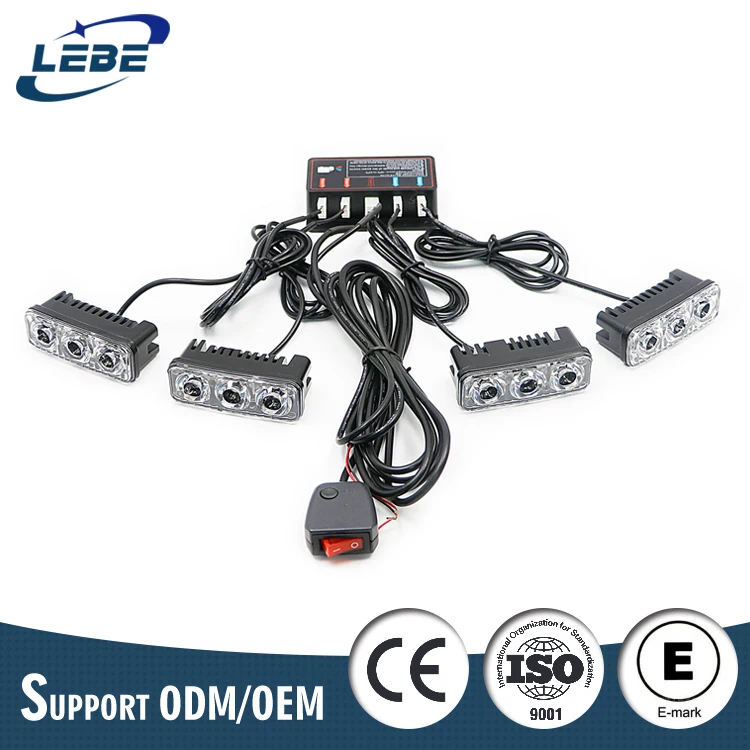 12Volt amber blinking automotive flasher Led grille strobe lights for truck