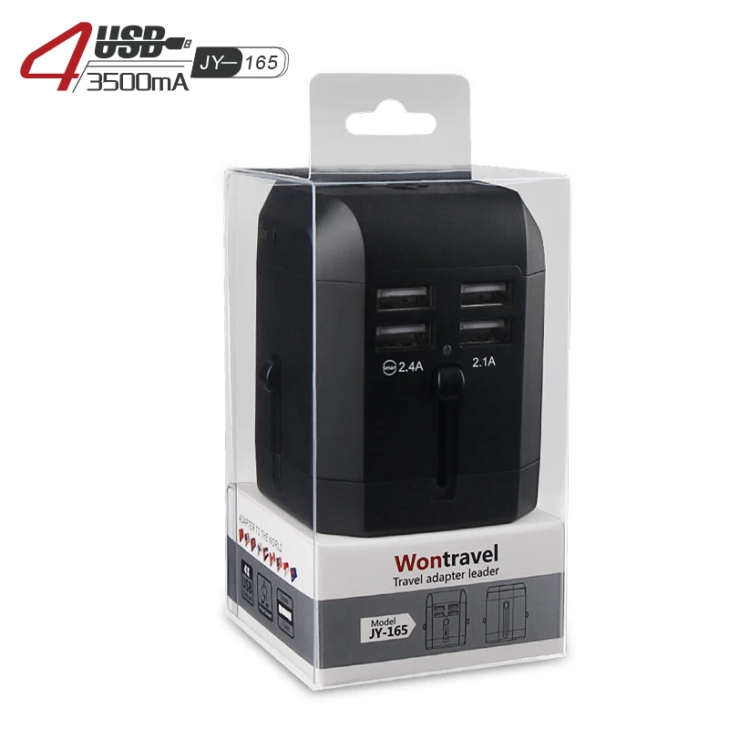 
Wontravel Multi Plug Socket AC Adaptor Travel Adapter 4 USB ports universal travel adapter 