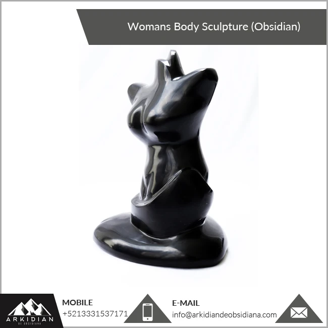 Natural Standard Glossy Obsidian Woman Body Sculpture Art for Home Decoration