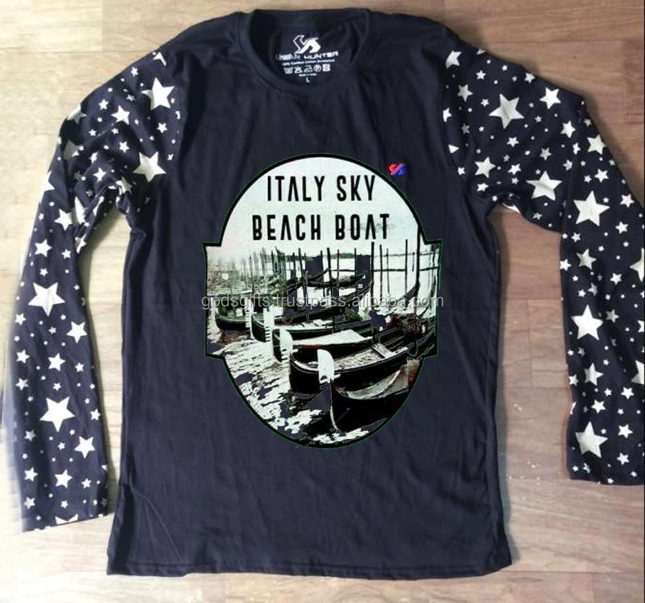 oem design printed 100% Cotton  long sleeve t-shirt  Men white cotton long sleeve t shirts indian supplier ring spun cotton