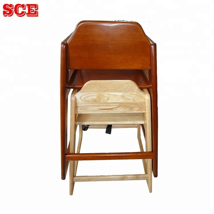 With seat belt wooden high chair baby feeding