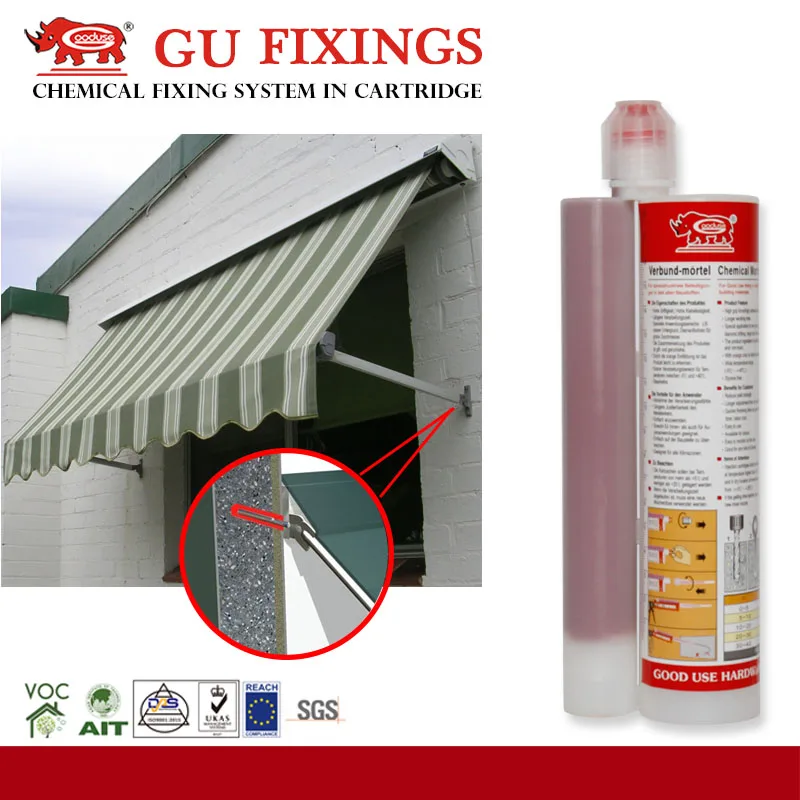 Two component epoxy resin for injection into dry concrete holes