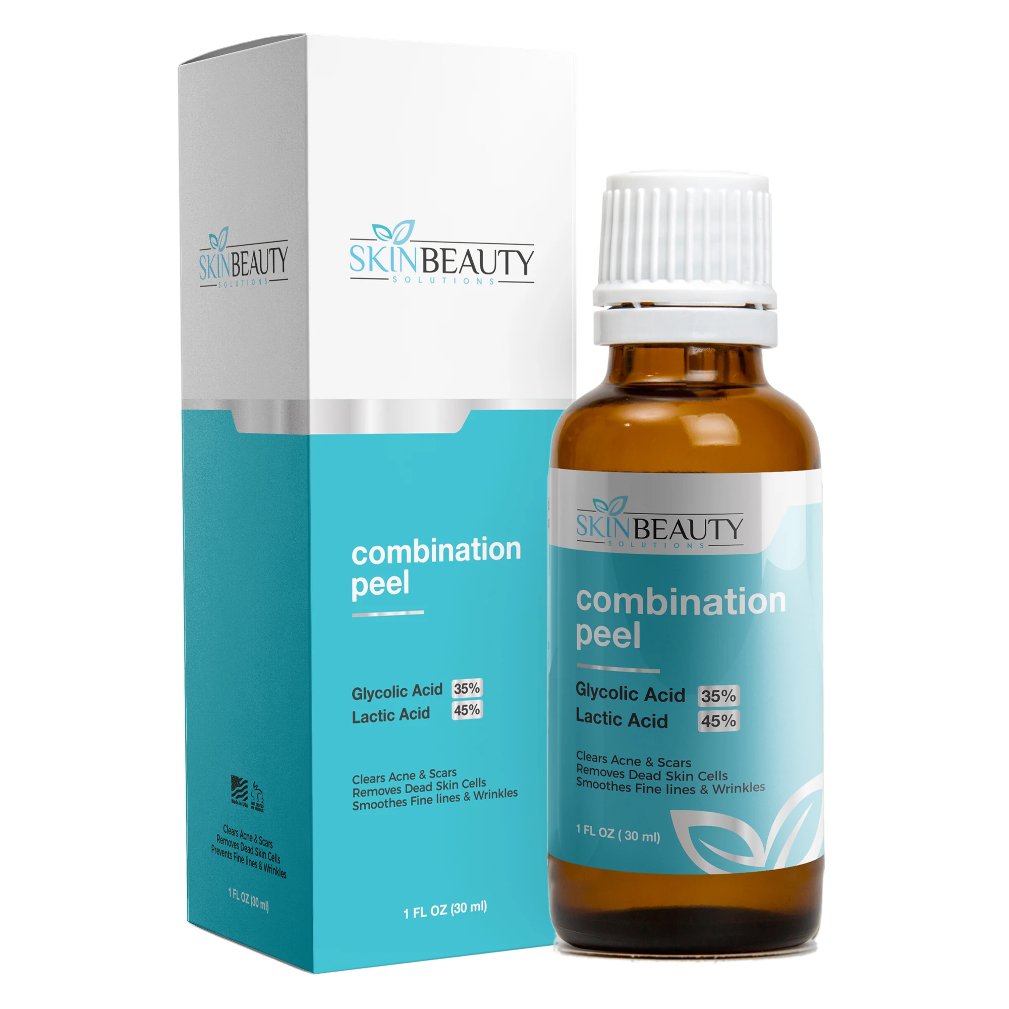 Combination Peel GLYCOLIC 35% / LACTIC Acid 45% Skin Chemical Peel | Alpha Hydroxy Acids (AHA) For Acne, Skin Brightening