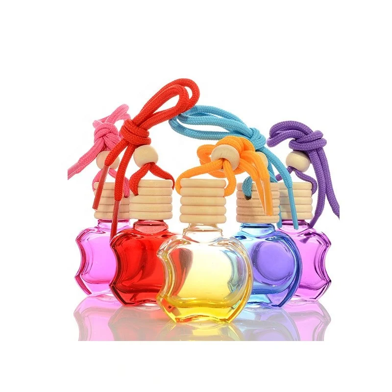 Manufacture 5ml 10ml 15ml Apple Shaped Glass Perfume hanging Car Diffuser Bottle