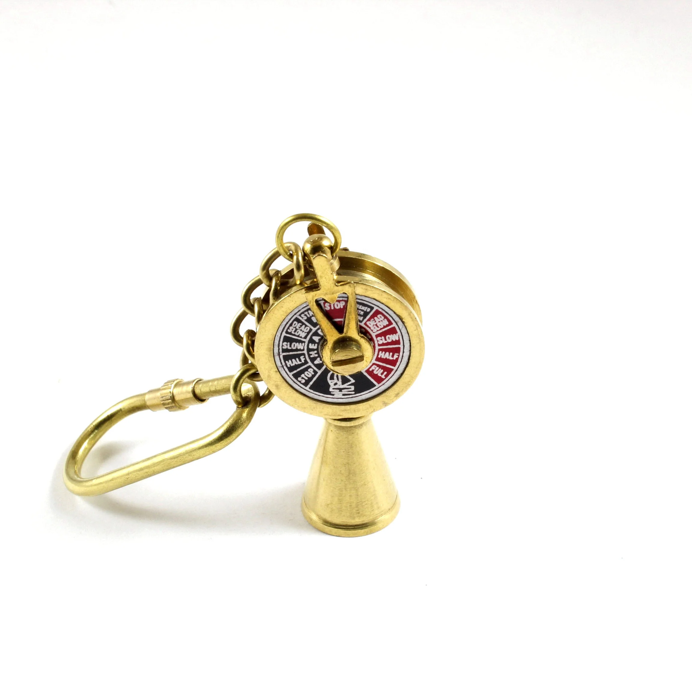Brass Nautical Small Mini Ship Telegraph Keychain Keyring KeyHolder with Brass Loop