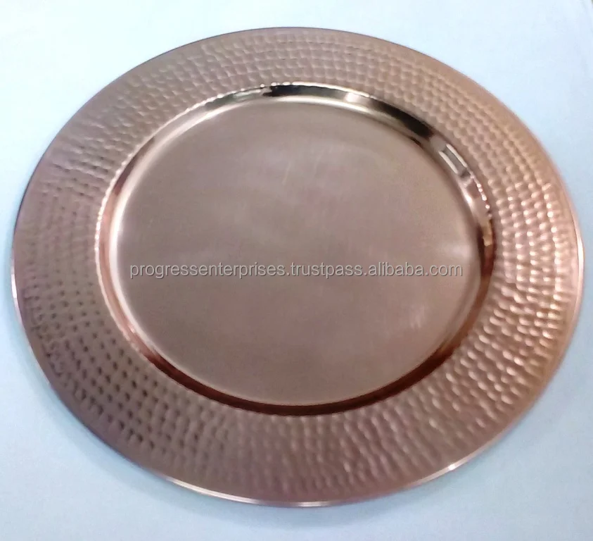 Bulk metal 30cm 33cm stainless steel plate chargers wedding golden decorative fruit charger under plate