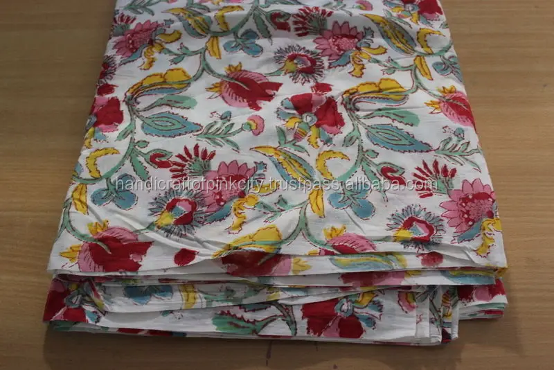 5 yards hand done cotton fabric Flower printed fabric hand block printed fabric