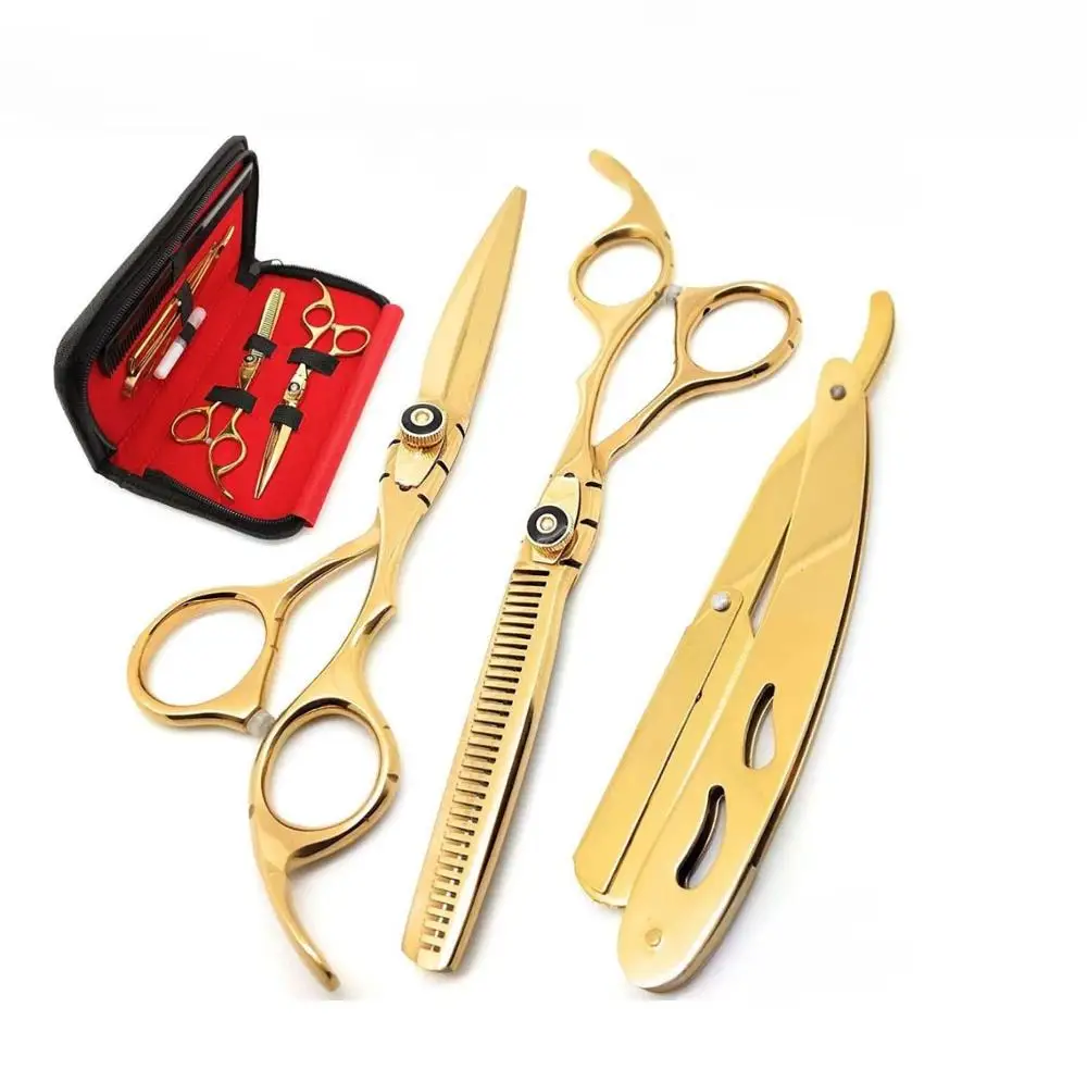 2021 new hot sale stainless steel Barber Scissors kit salon Razor scissor set barber scissors instruments kits