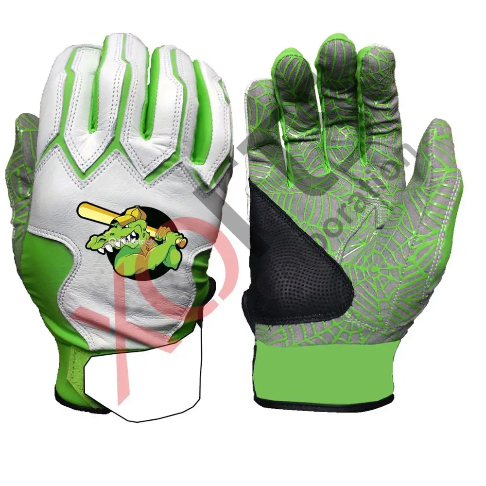 Gray Top Hand Palm Printed Baseball Batting Gloves