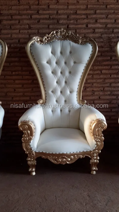 Деревянные белые королевские престольные стулья с высокой спинкой, роскошные белые кремовые стулья из синтетической кожи для гостиной