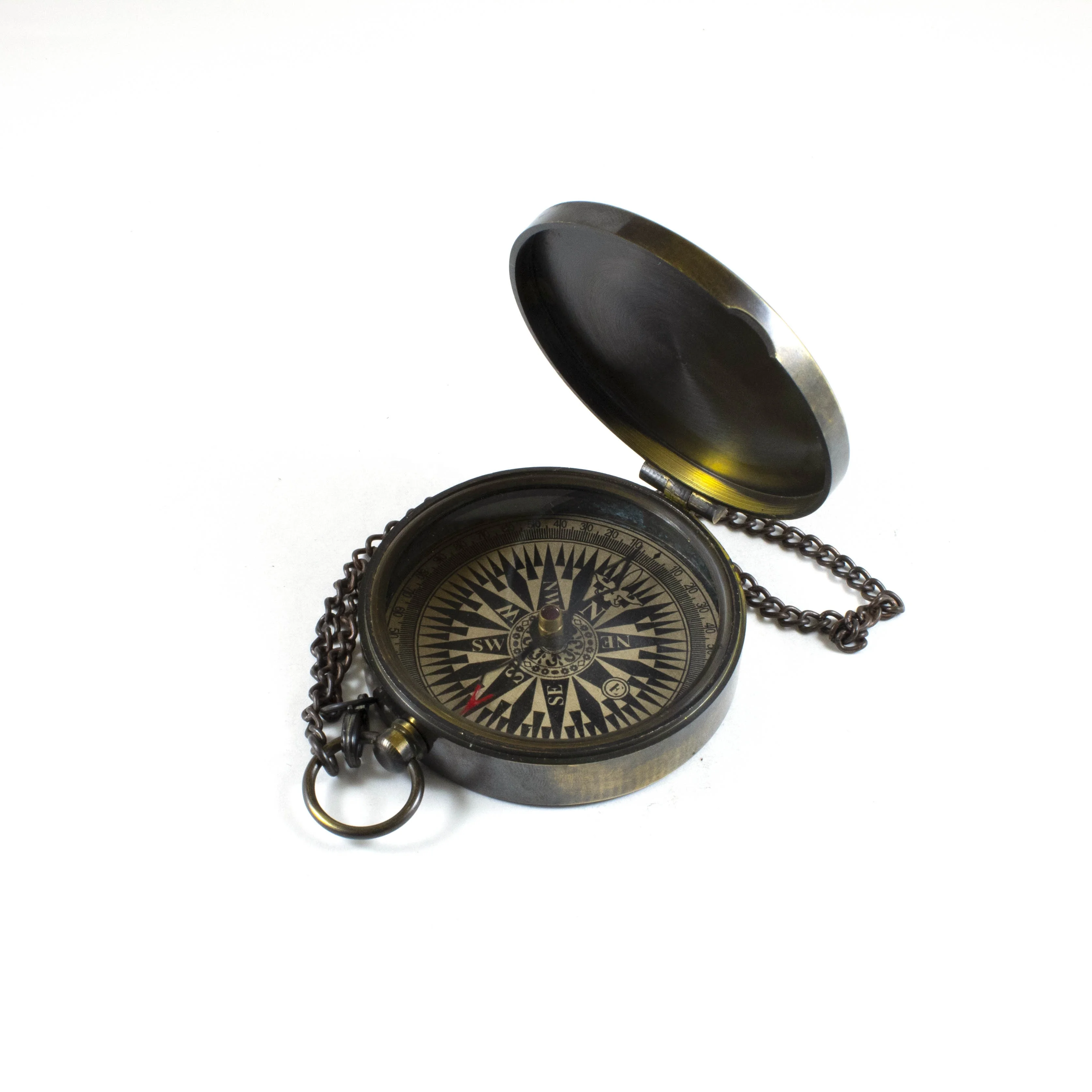 brass push button pocket compass silver directional personalised poem marine for anniversary gift birthday with leather case