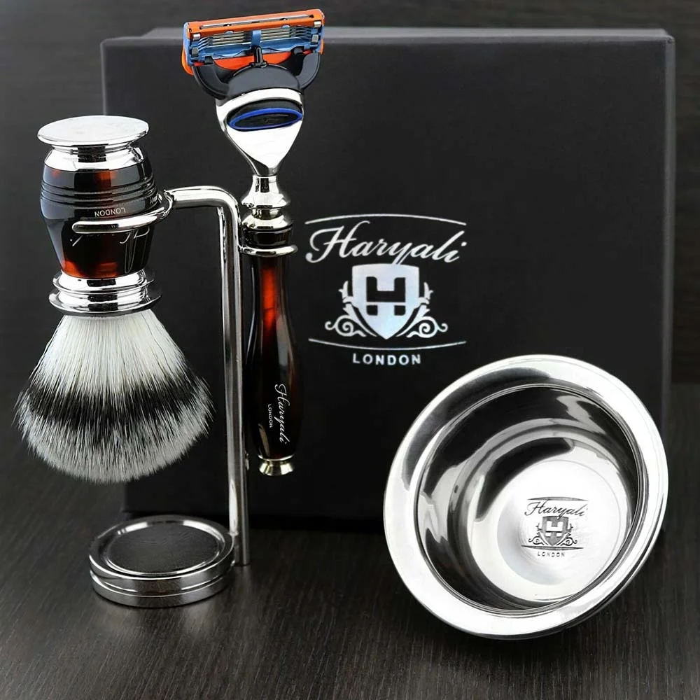 5 Edge Cartridge & Synthetic Brush Shaving Set +Bowl Stand MEN SHAVING GIFT KIT