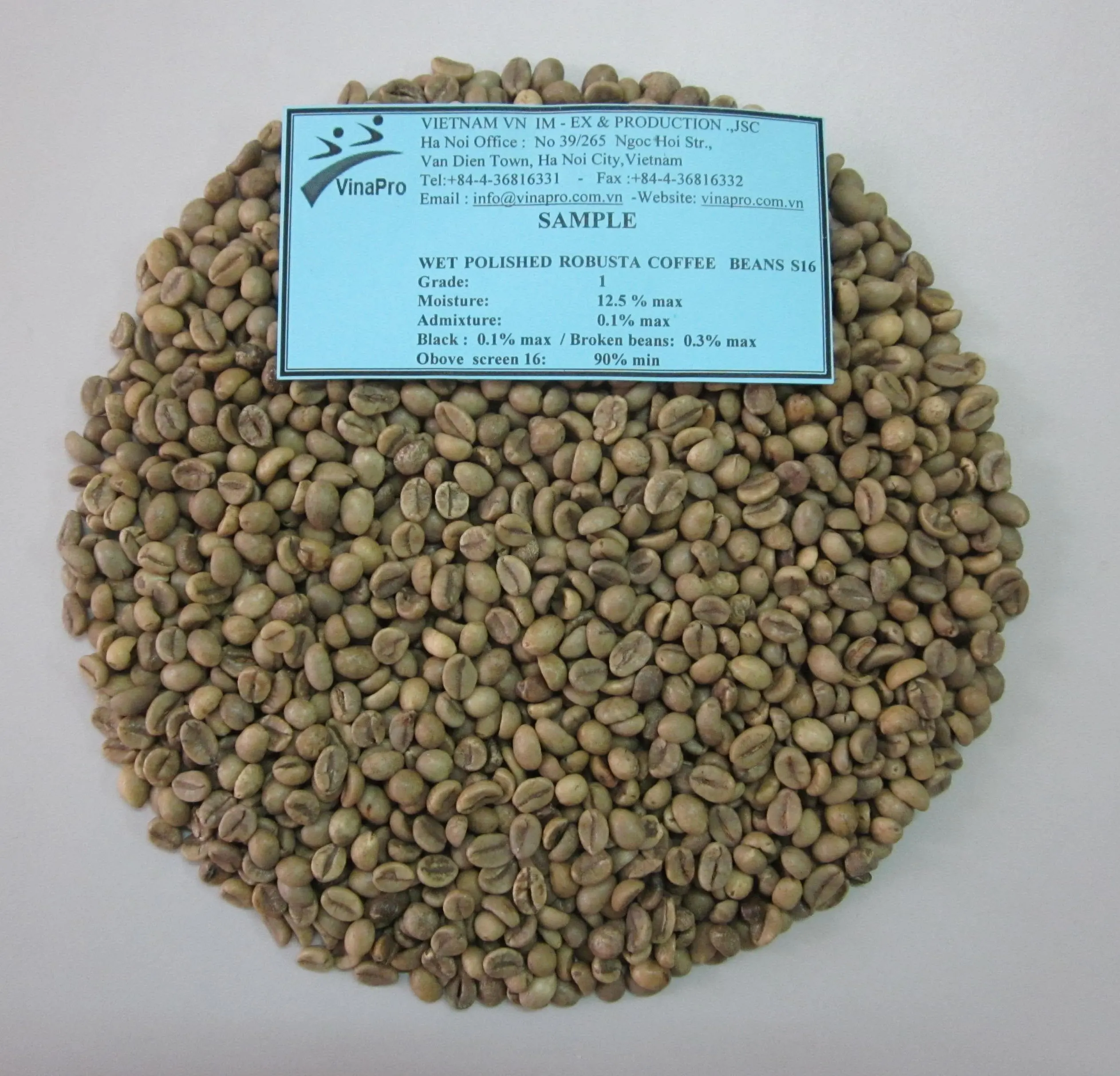 Вьетнамские высококачественные кофейные зерна ROBUSTA WET полированные S16