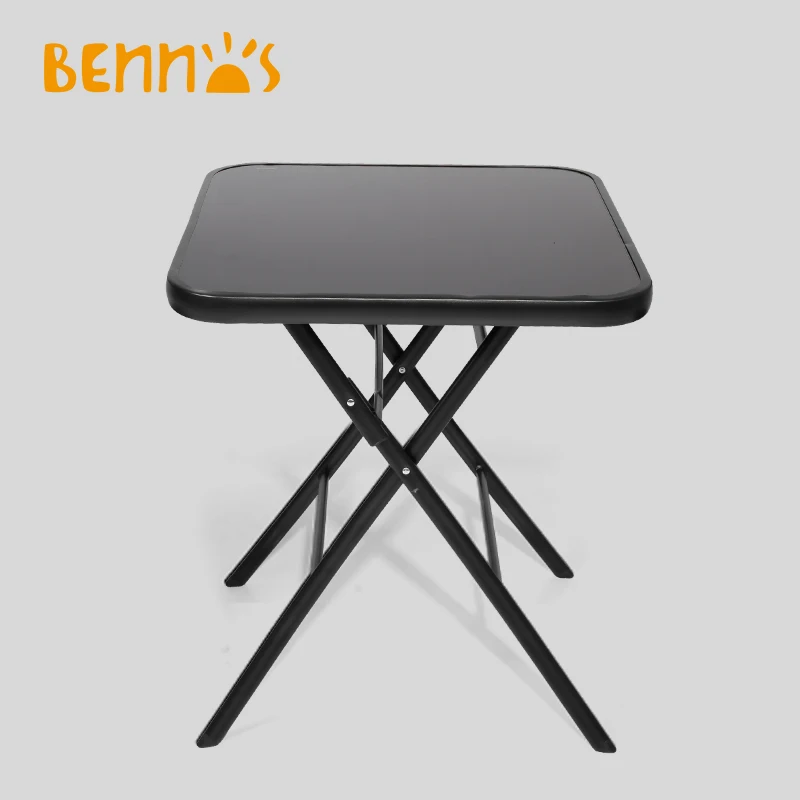 BNS-100185SQA Patio Garden Furniture with 2 chairs, Full Steel with Tempered Glass Outdoor leisure Folding Table