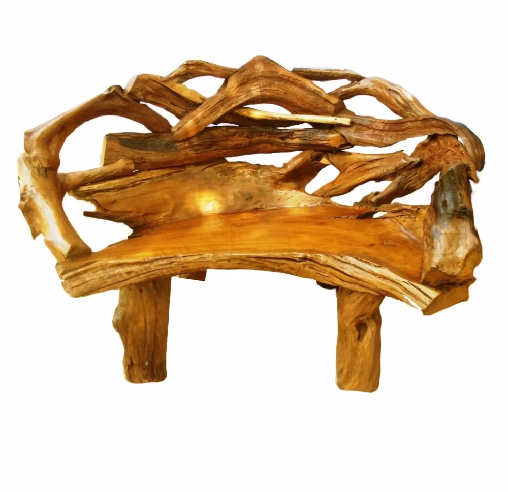 
TEAK ROOT RUSTIC BENCH 