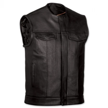 Zip Leather vest / fashion biker waistcoat Motorbike vest