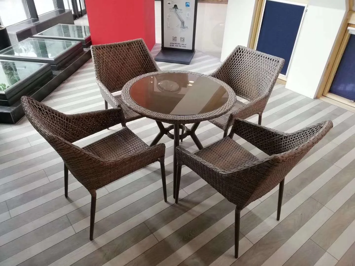 Modern strip artificial wicker garden modern outdoor chair table set