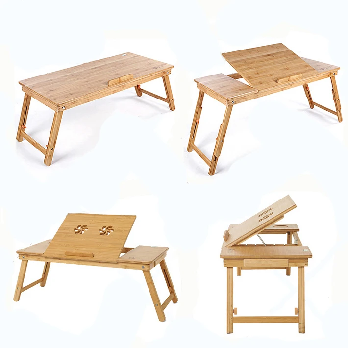 Бамбуковый столик для ноутбука с правой/левой ручкой, бамбуковый складной поднос для кровати