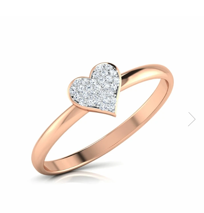 Кольцо из розового золота 14 к с натуральными бриллиантами в форме сердца