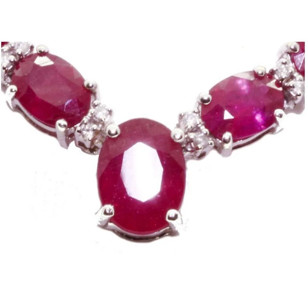 Real Diamonds Necklace with Natural Ruby 14K Gold Diamond Necklaces
