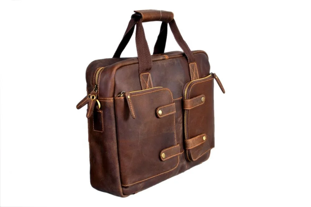 Genuine Vintage Leather Laptop Bag full grain leather leather messenger bags men shoulder bag