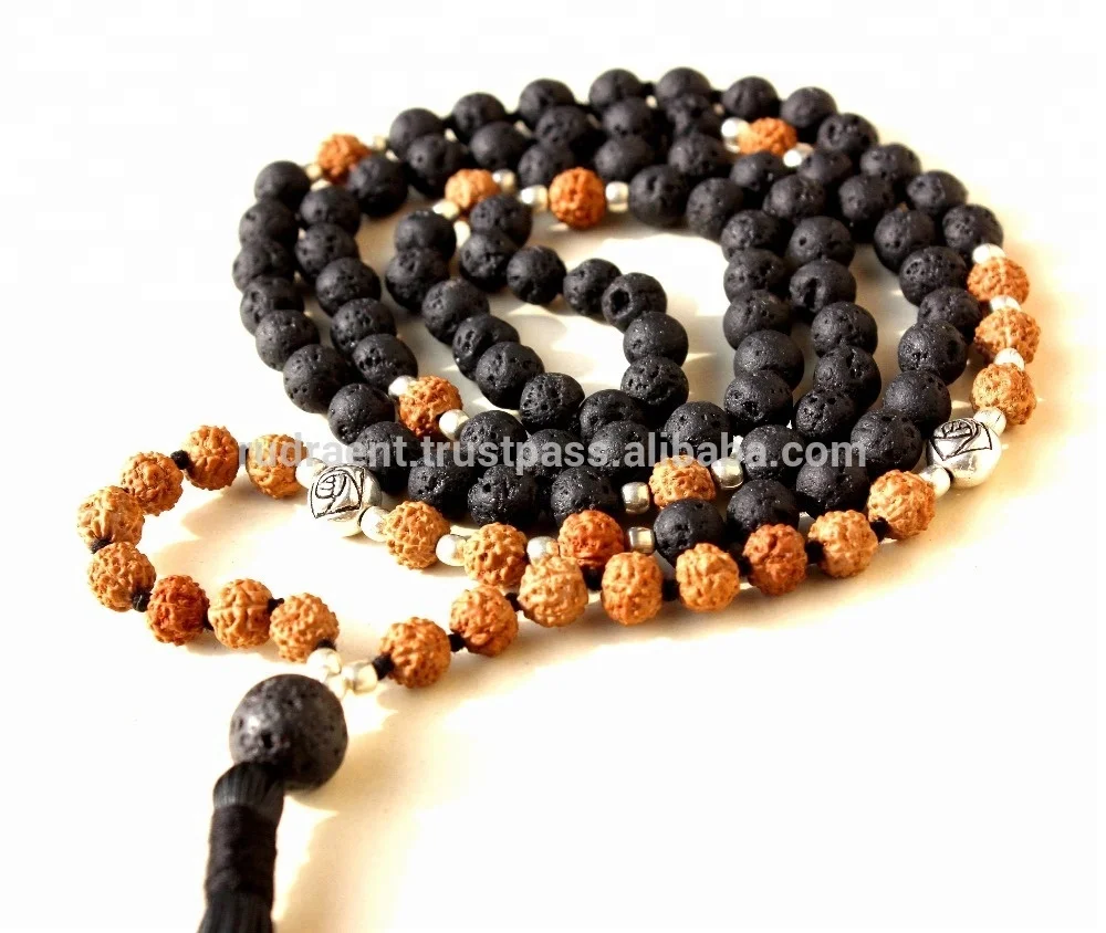 Trending 2024 Wholesale Pricing Prayer Beads Rosary Rudraksha Lava 108 beads Chakra Energy Yoga Mala Necklace
