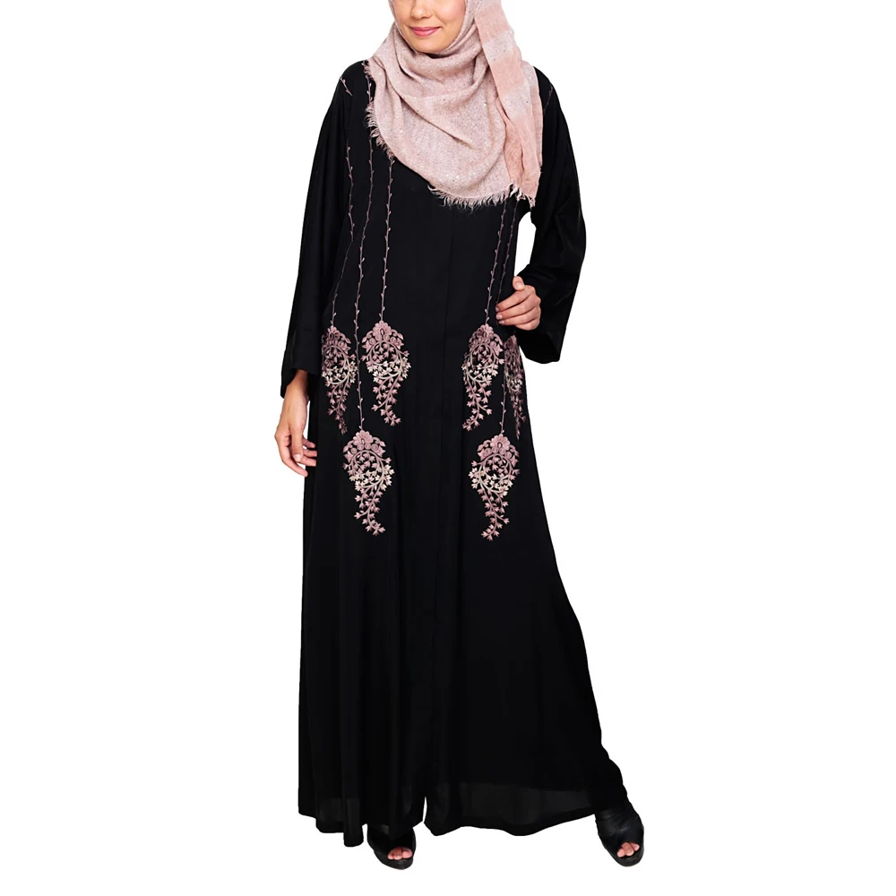 Womens Stitch Long Sleeve Turkey Muslim Abaya Dress