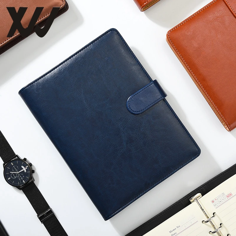 A5 Customized logo notebook PU leather notepad hard cover with magnetic snap and pen loop