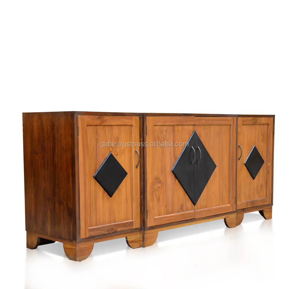 Buffet Console Brazil 4 Doors Natural Teak Wood Furniture