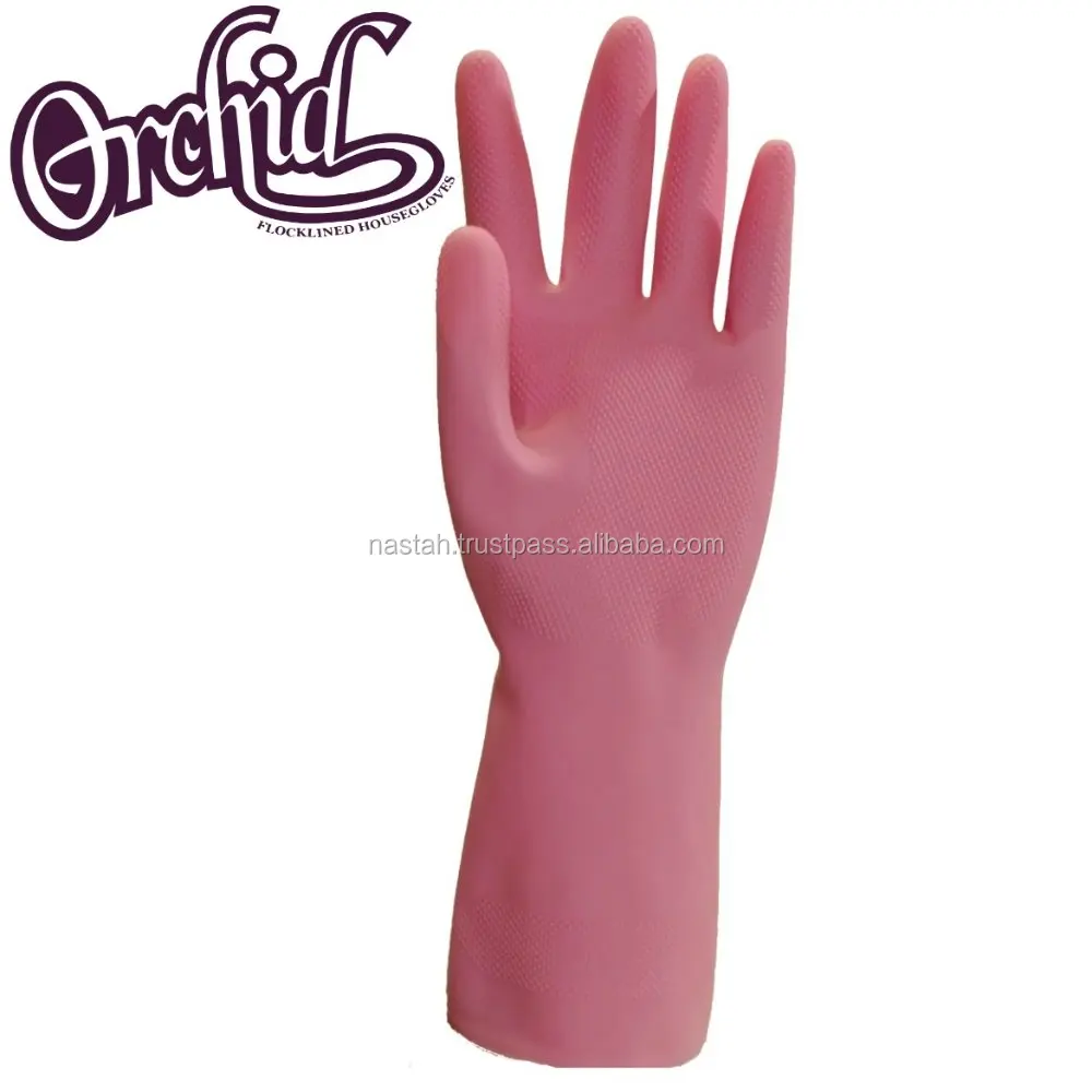 Economy warm hand flocklined rubber gloves multipurpose hand gloves for washing latex for cleaning kitchen laundry bathroom