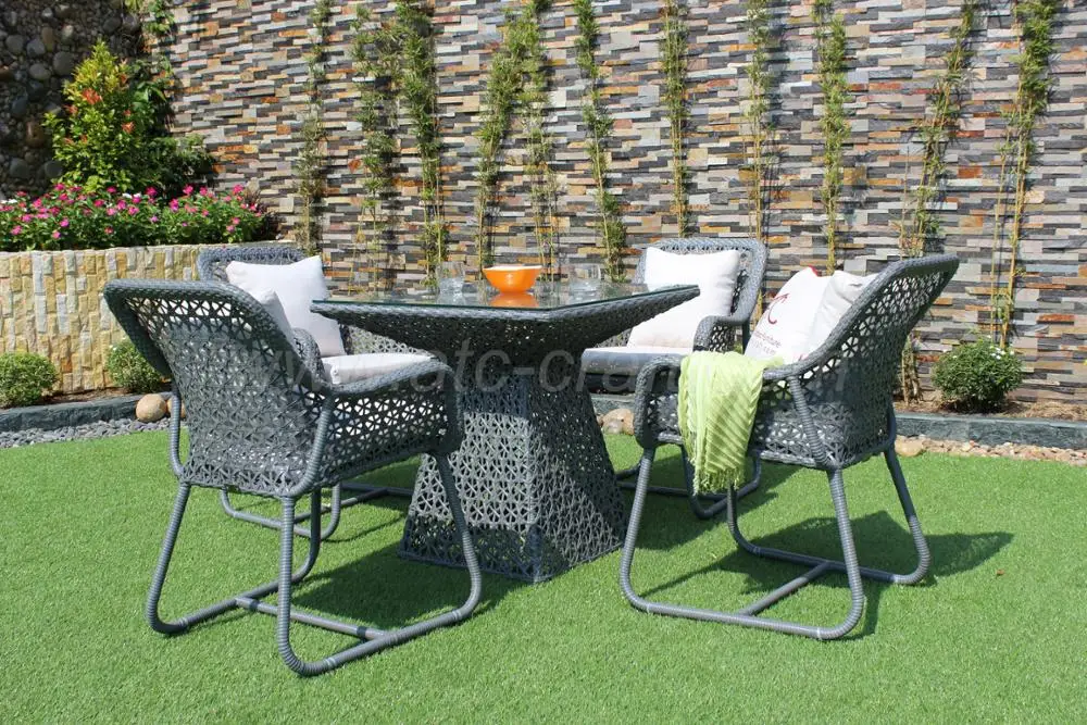 Patio Wicker Synthetic Rattan 4-Seat Dining Set