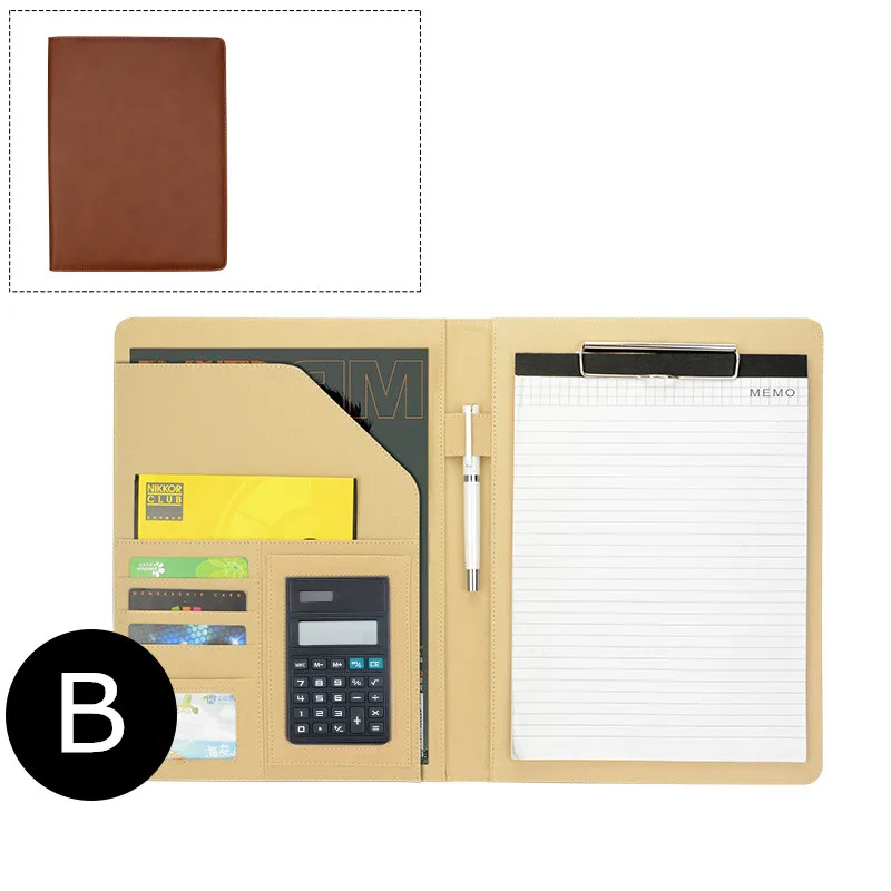 Professional executive custom printing logo A4 PU leather folder manager conference folder clipboard