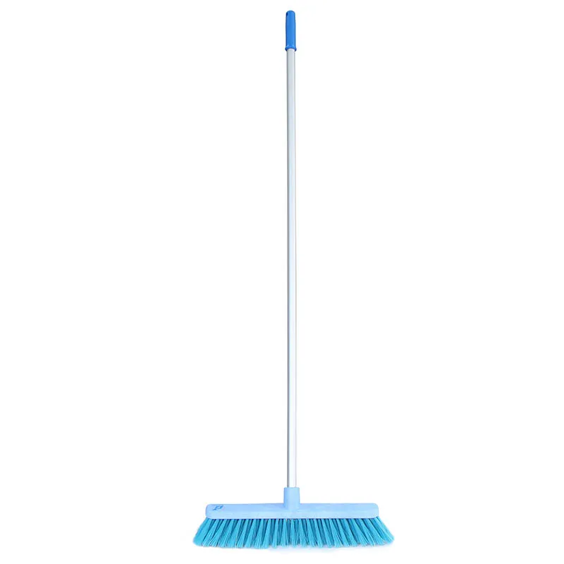 Premium outdoor long reach hard sweeping brush broom with italian screw thread aluminium pole for concrete floor