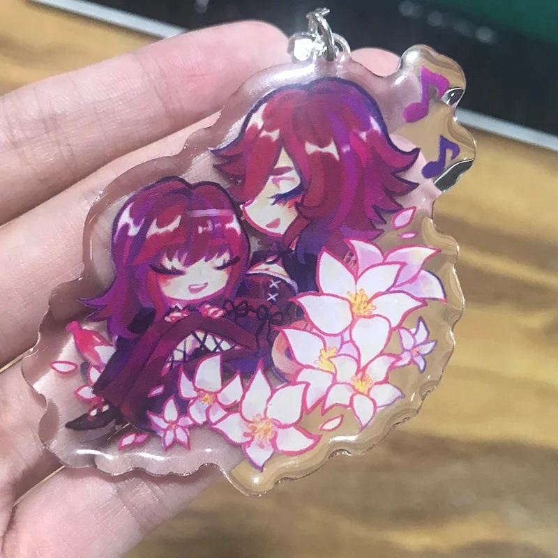 
NO MOQ drop glitter epoxy two sided plastic charms printing custom clear acrylic keychain 